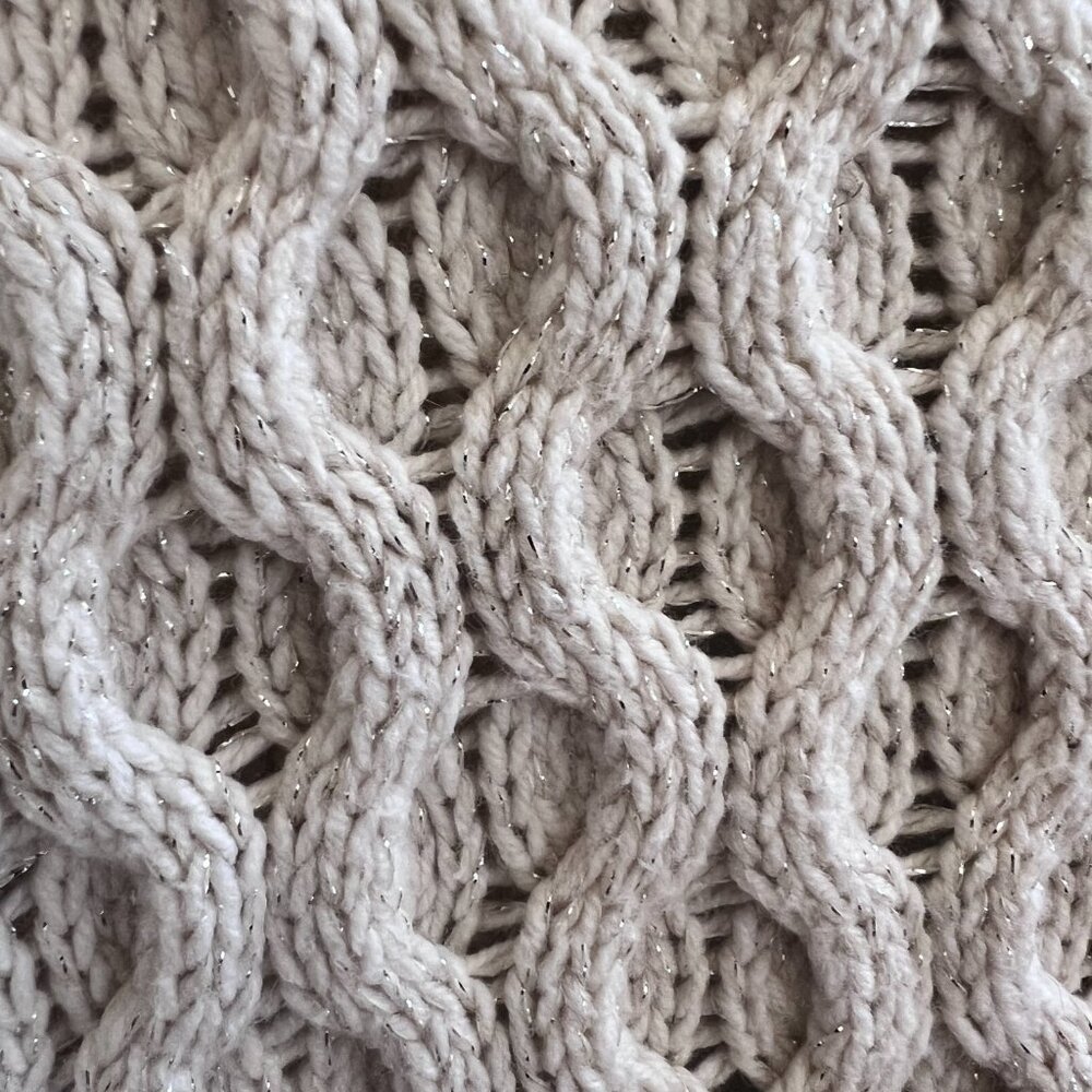Lands’ End Cream Cable Knit Cardigan w/ Metallic Threads | Size 1X - Picture 6 of 8